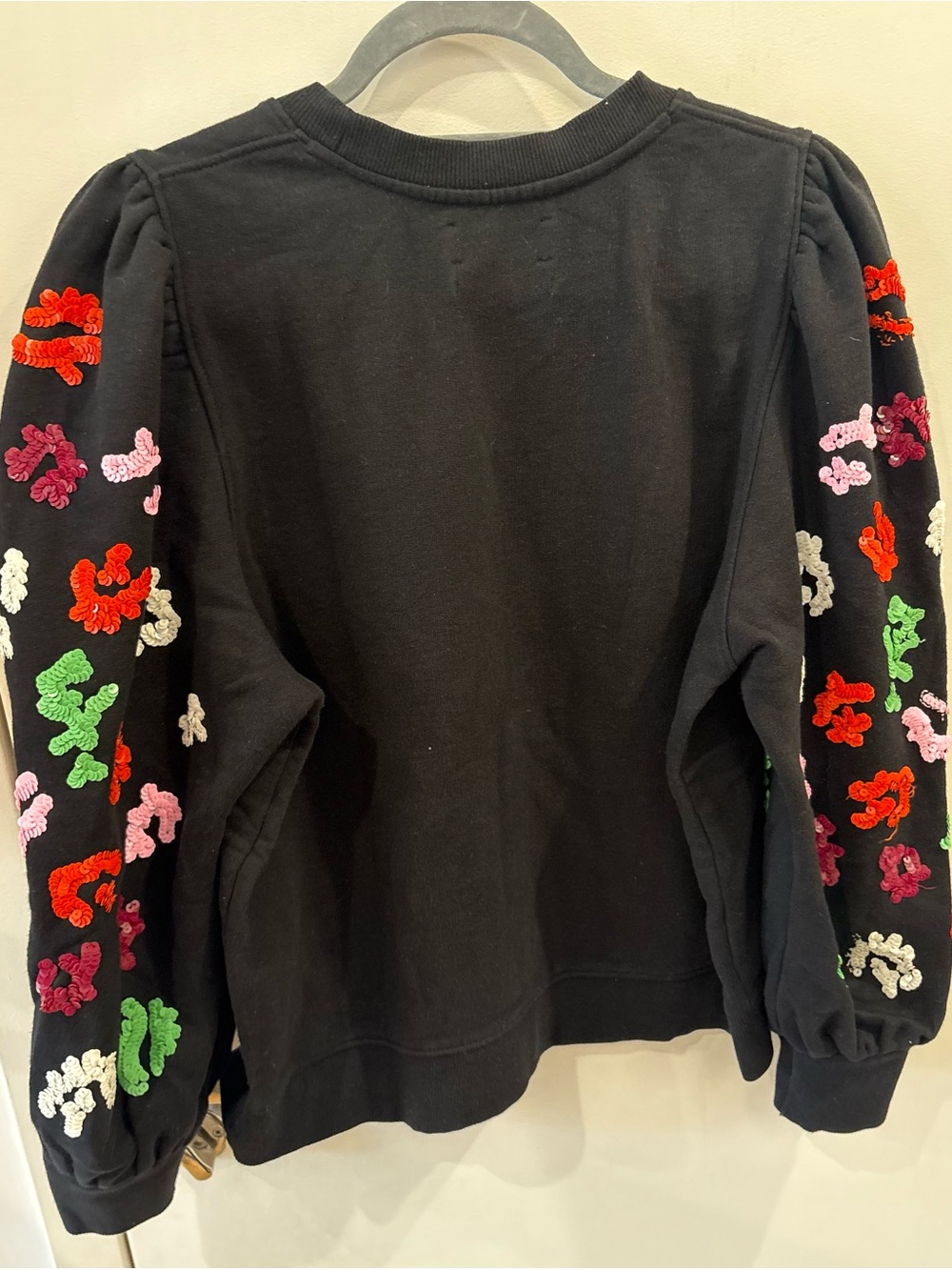 Essential Antwerp Black Sweatshirt with Colorful Embroidered Floral Sleeves - Picture 5 of 11